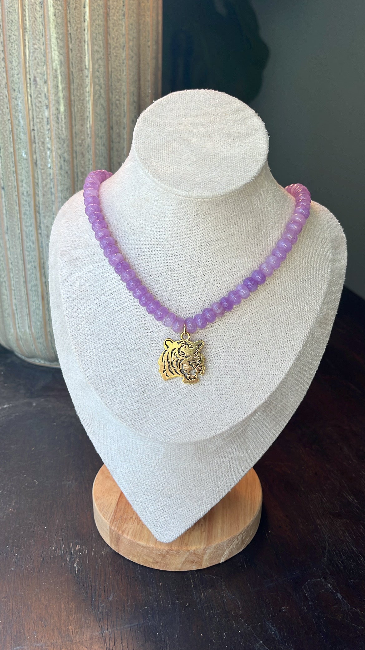 Tiger Charm Necklace - Light Purple