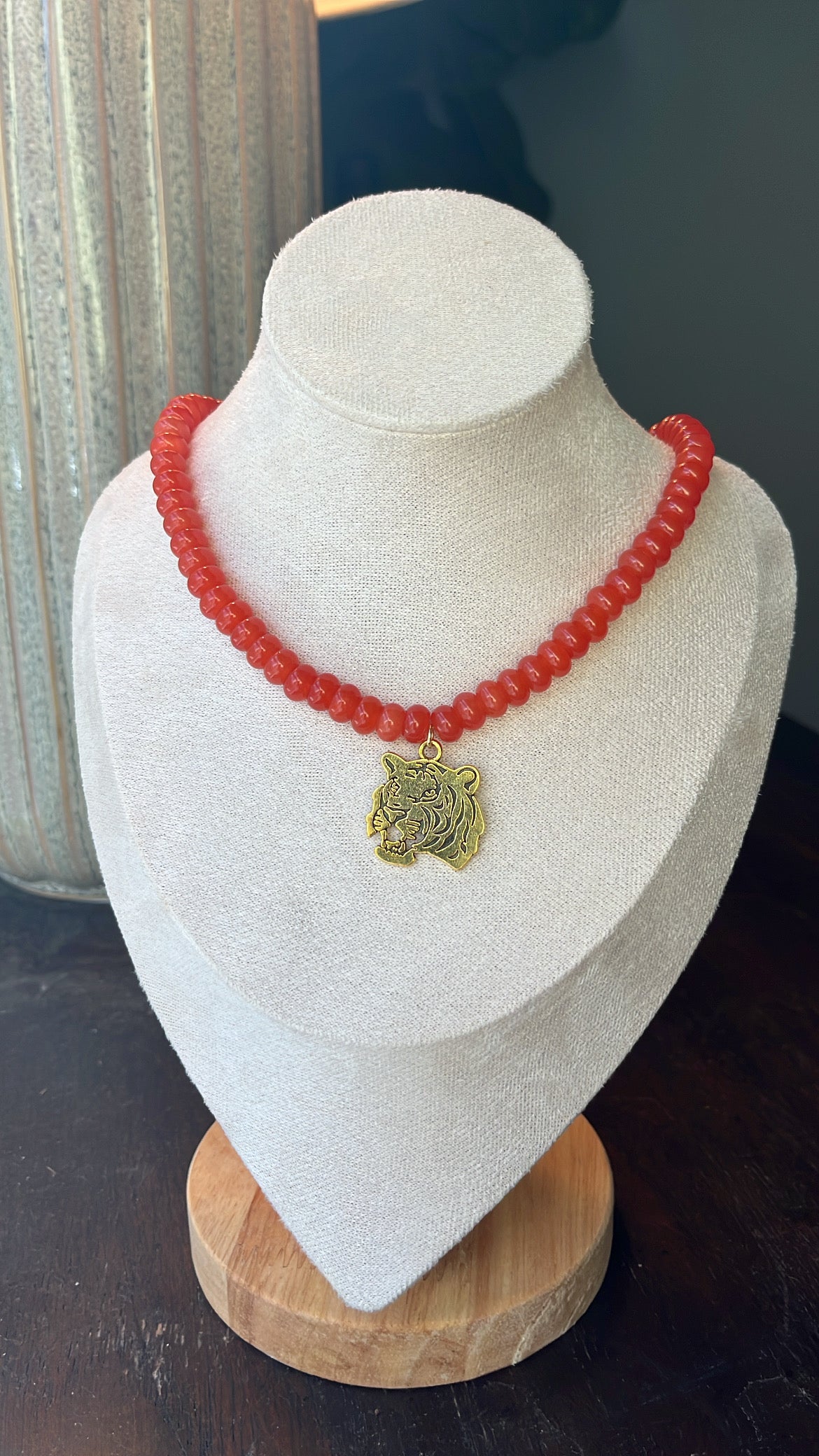 Tiger Charm Necklace - Orange