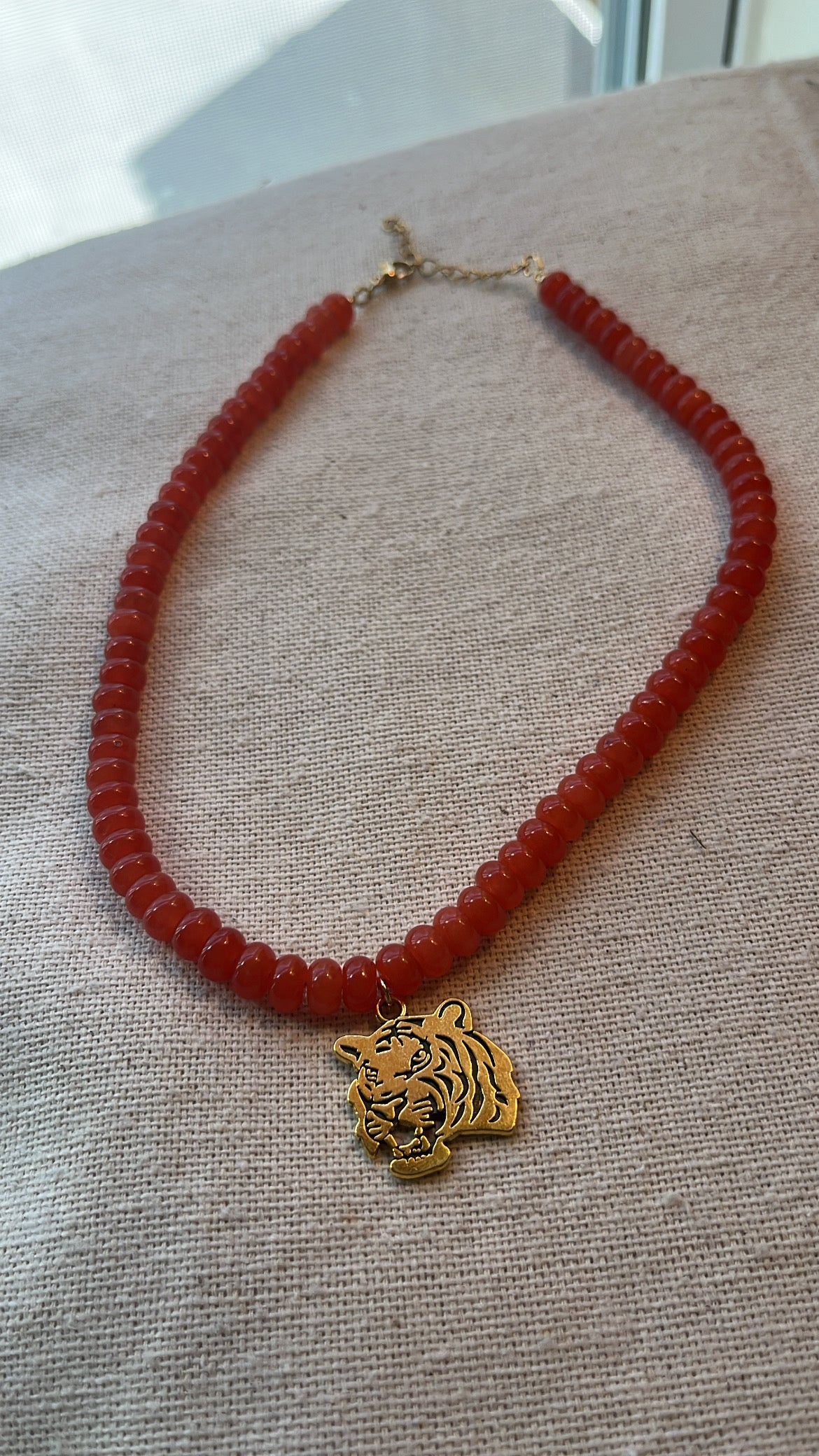 Tiger Charm Necklace - Orange