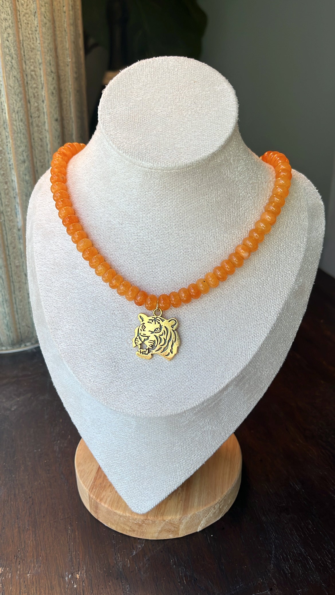 Tiger Charm Necklace - Light Orange